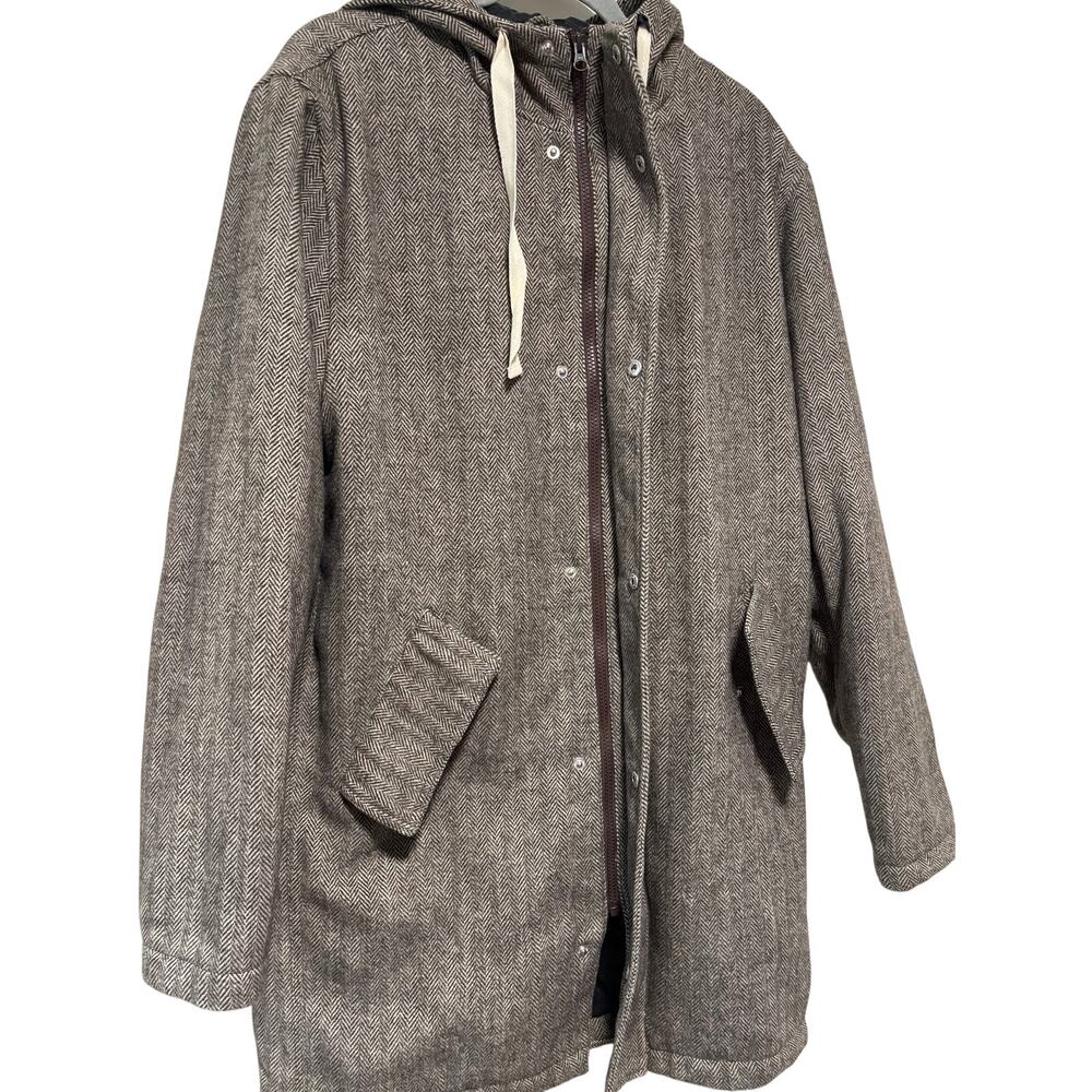 And Now This Brown Herringbone Hooded Coat M - Picture 8 of 12